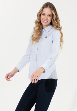 Kadın Açık Mavi Uzun Kollu Basic Gömlek - 50261431013