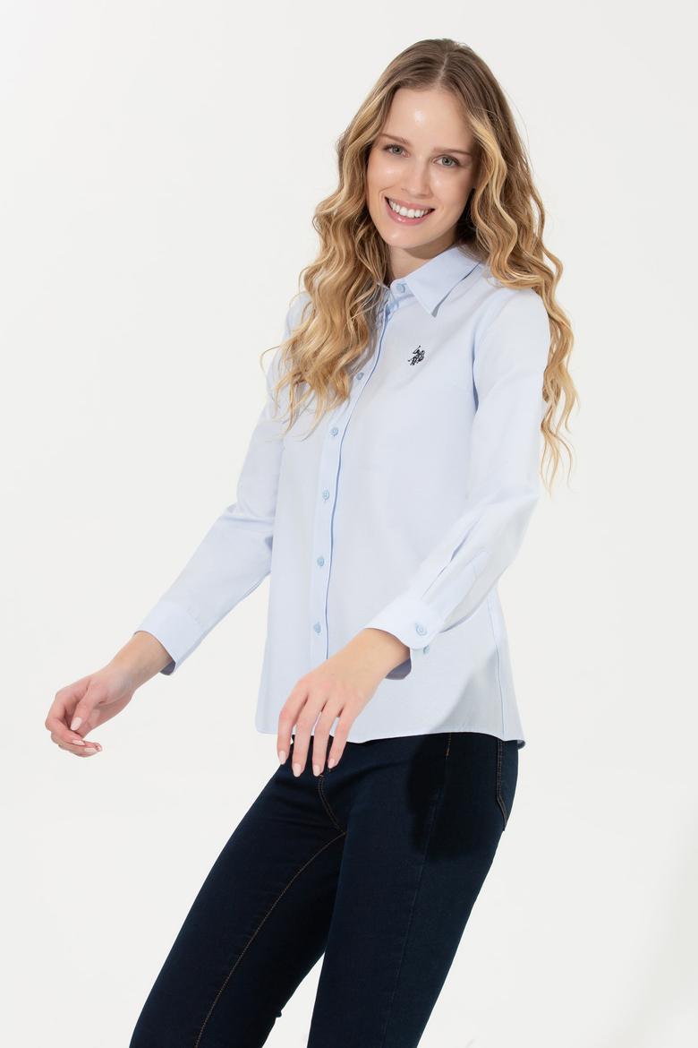 Kadın Açık Mavi Uzun Kollu Basic Gömlek - 50261431013