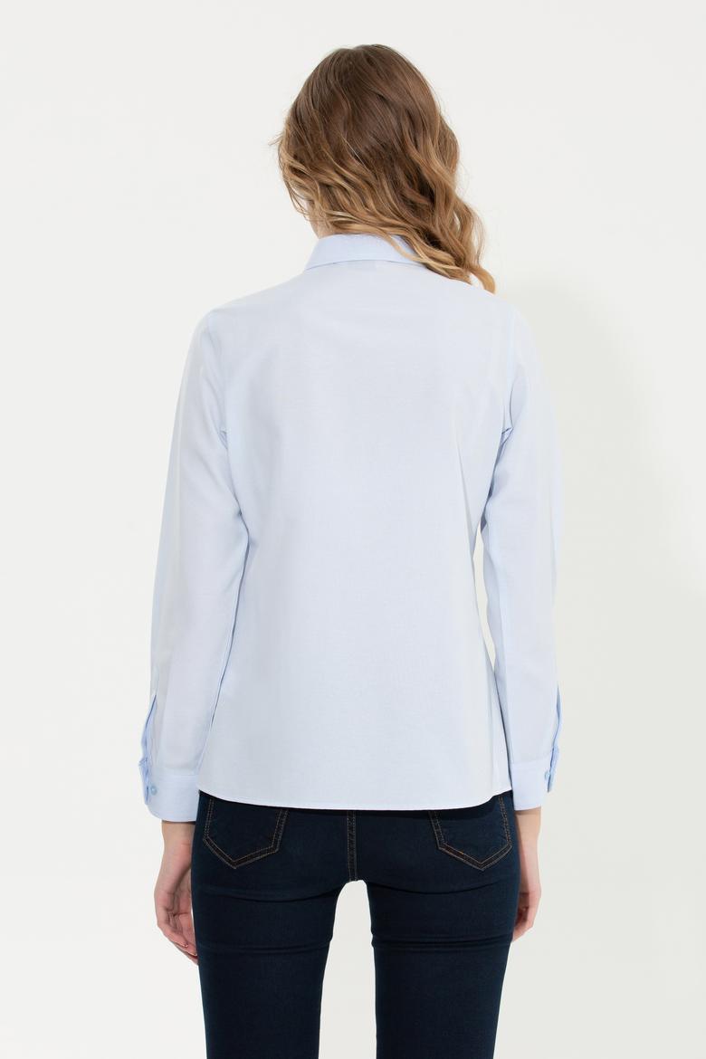 Kadın Açık Mavi Uzun Kollu Basic Gömlek - 50261431013