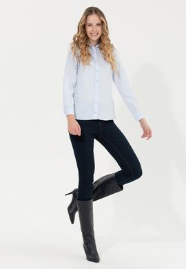 Kadın Açık Mavi Uzun Kollu Basic Gömlek - 50261431013