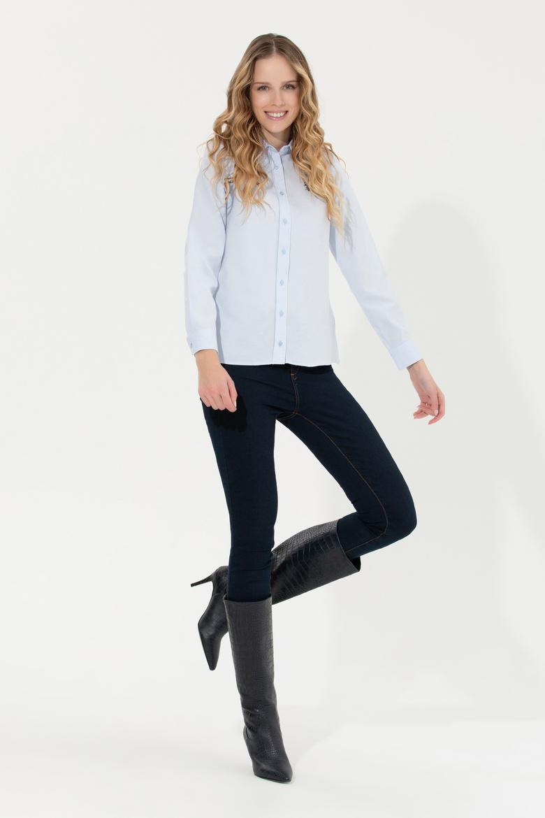 Kadın Açık Mavi Uzun Kollu Basic Gömlek - 50261431013