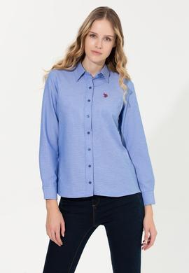 Kadın Saks Uzun Kollu Basic Gömlek - 50261431035