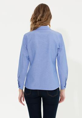 Kadın Saks Uzun Kollu Basic Gömlek - 50261431035