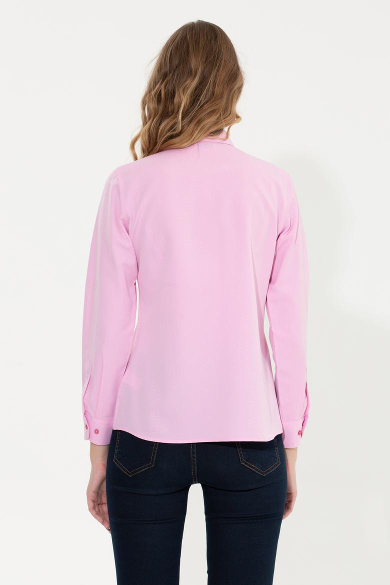 Kadın Pembe Uzun Kollu Basic Gömlek - 50261431051