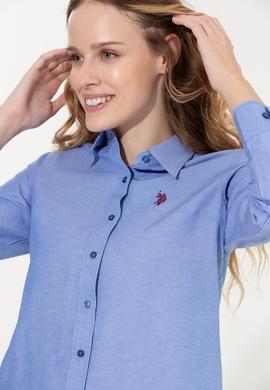 Kadın Saks Uzun Kollu Basic Gömlek - 50261431035