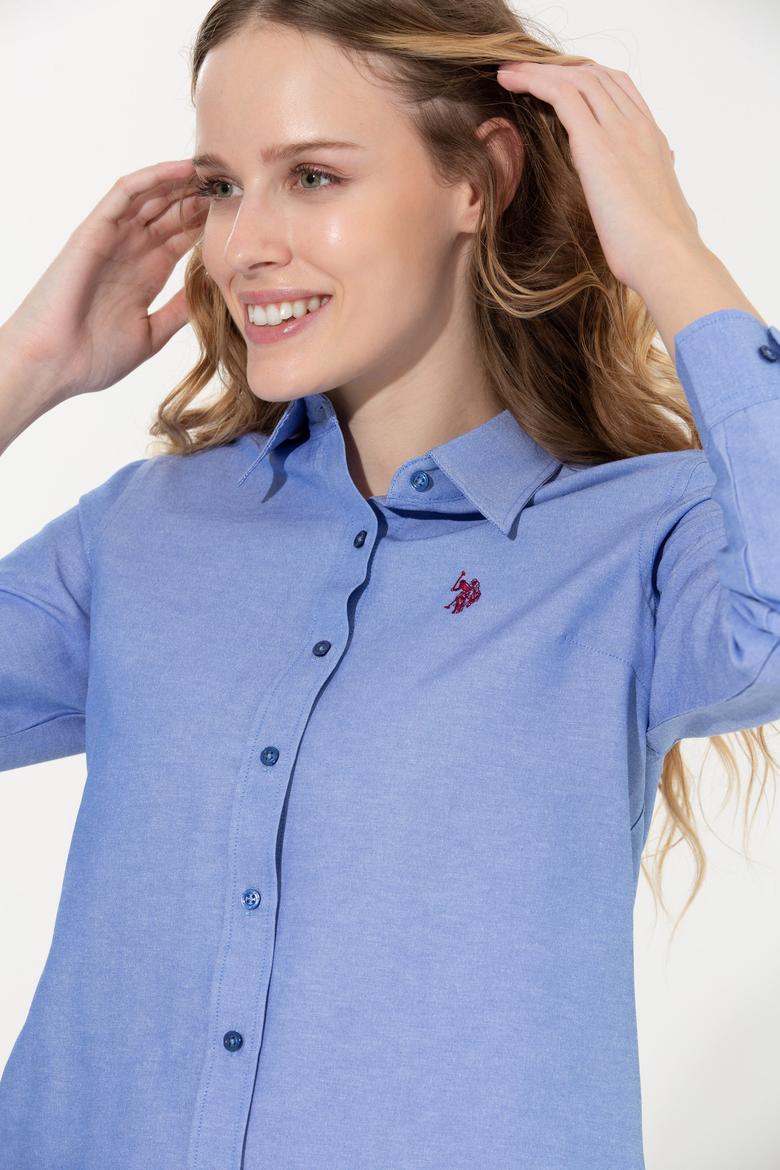 Kadın Saks Uzun Kollu Basic Gömlek - 50261431035