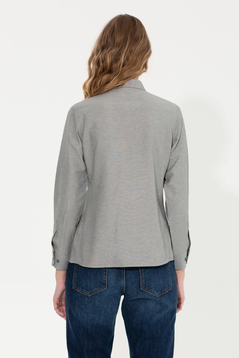 Kadın Antrasit Gömlek Uzunkol Basic - 50261431086