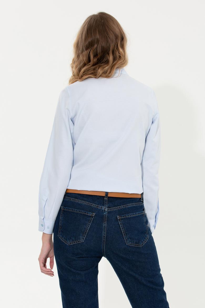 Kadın Açık Mavi Uzun Kollu Basic Gömlek - 50262490010