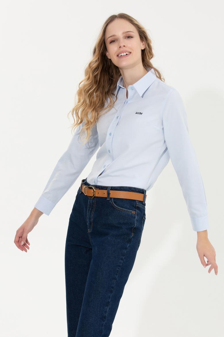 Kadın Açık Mavi Uzun Kollu Basic Gömlek - 50262490010