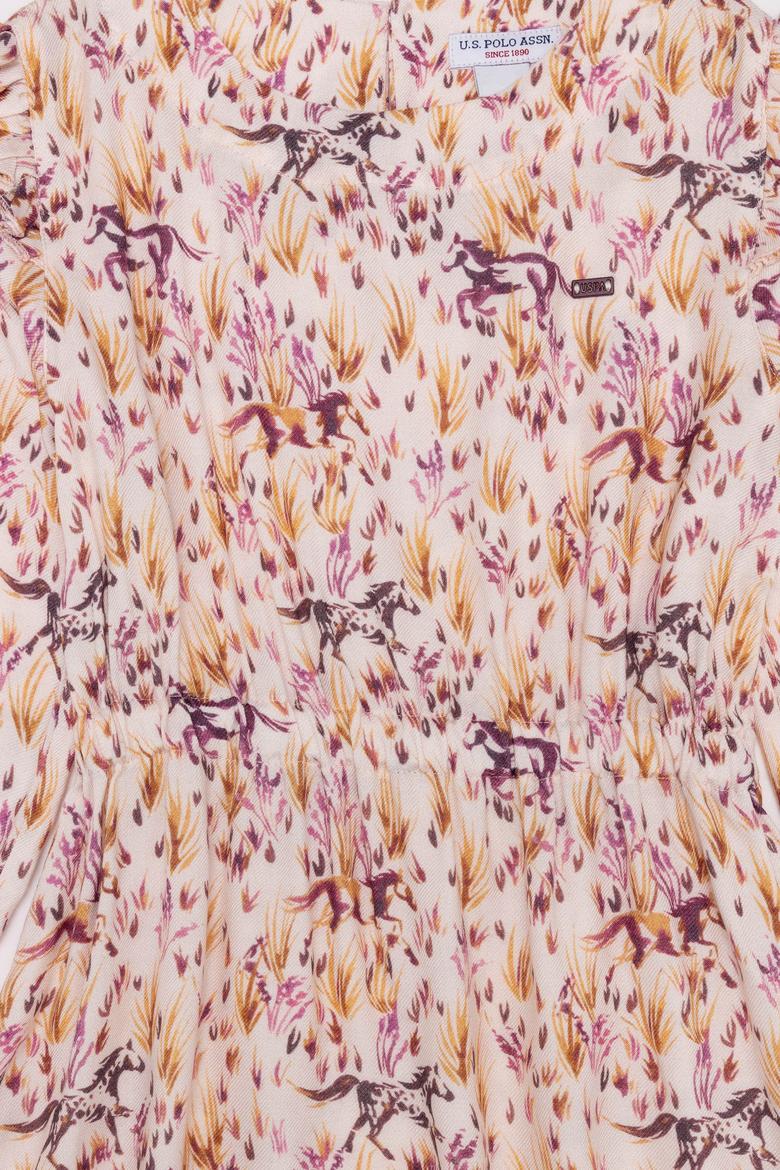 Kız Çocuk Krem Dokuma Elbise - 50253819002