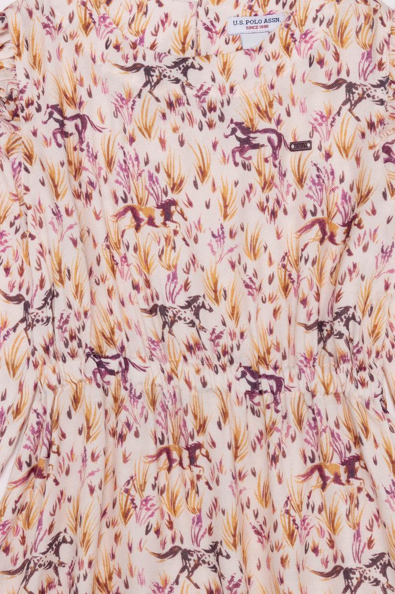 Kız Çocuk Krem Dokuma Elbise