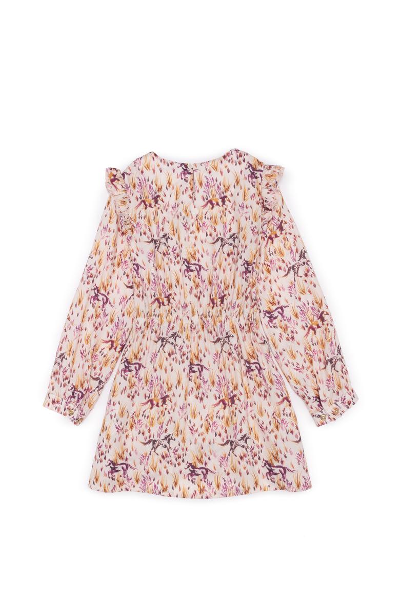 Kız Çocuk Krem Dokuma Elbise - 50253819002