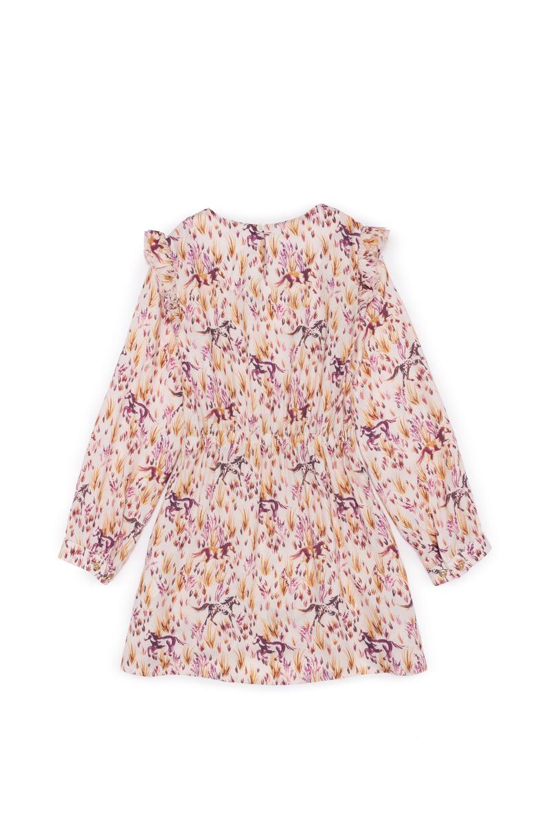 Kız Çocuk Krem Dokuma Elbise