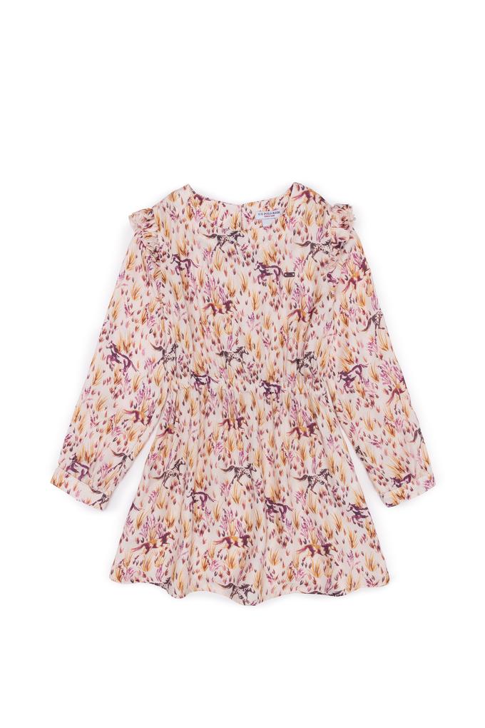 Kız Çocuk Krem Dokuma Elbise