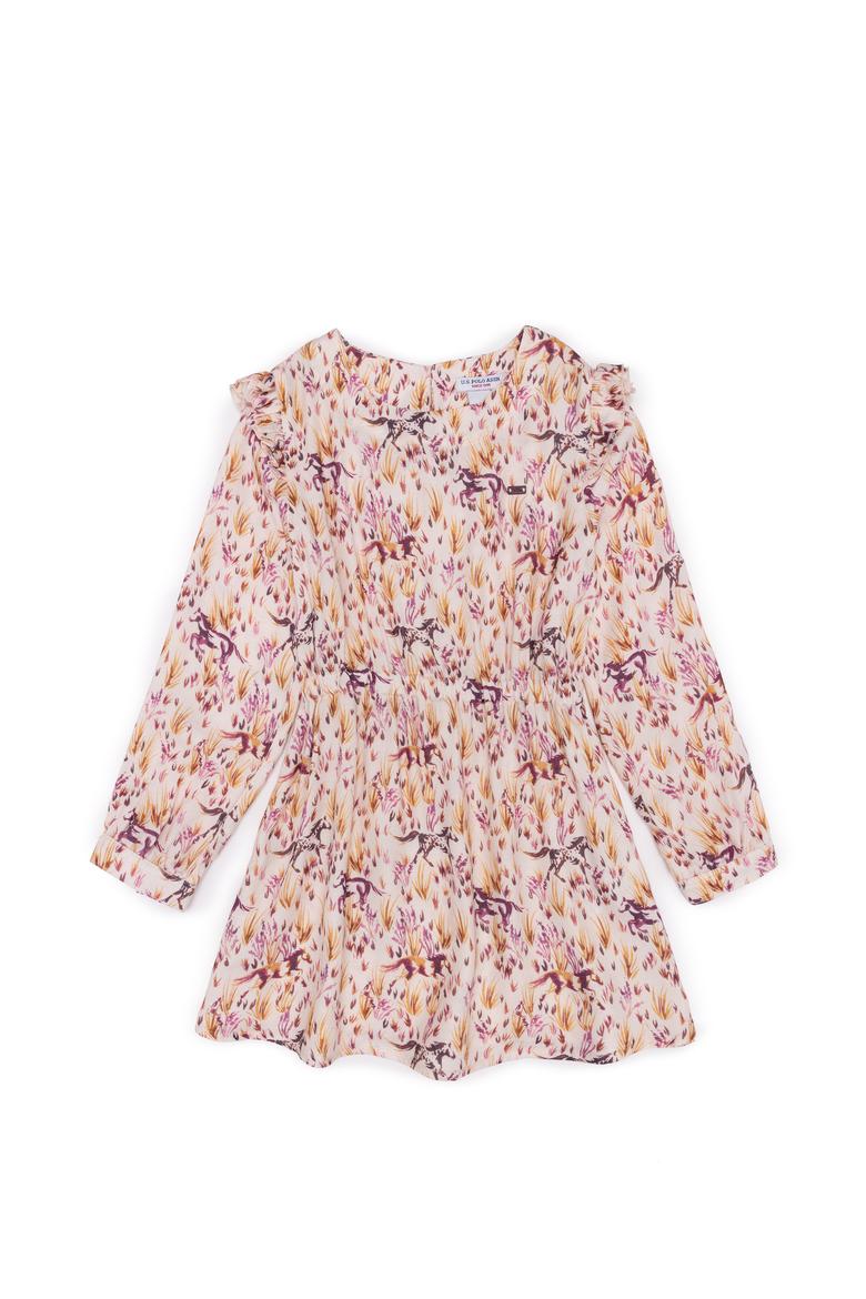 Kız Çocuk Krem Dokuma Elbise