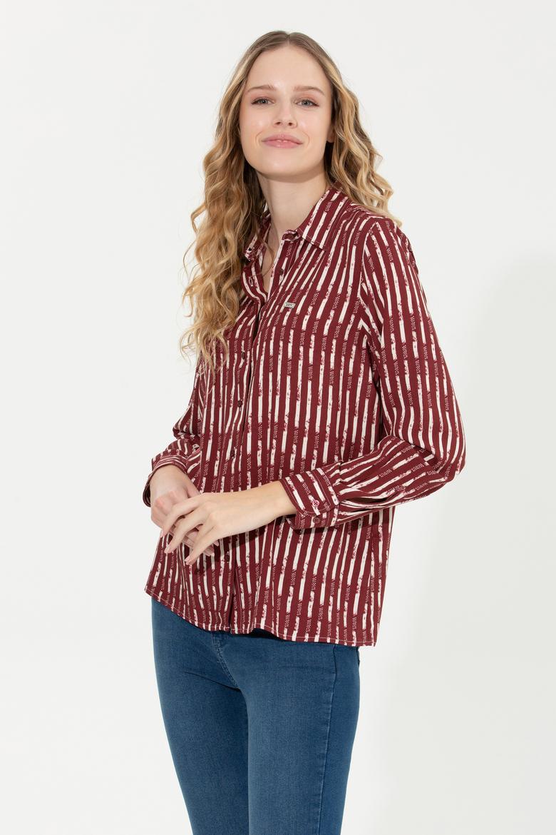 Kadın Vişne Uzun Kollu Gömlek - 50261133018