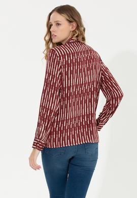 Kadın Vişne Uzun Kollu Gömlek - 50261133018