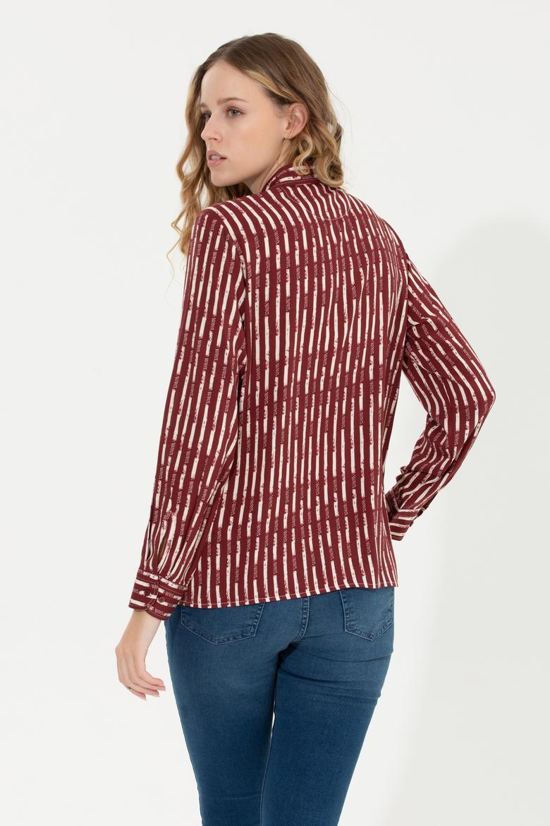 Kadın Vişne Uzun Kollu Gömlek - 50261133018