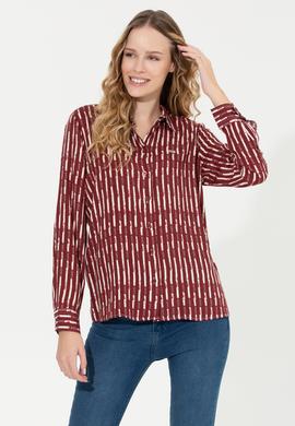 Kadın Vişne Uzun Kollu Gömlek - 50261133018