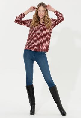 Kadın Vişne Uzun Kollu Gömlek - 50261133018