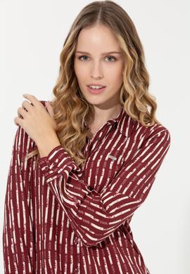 Kadın Vişne Uzun Kollu Gömlek - 50261133018