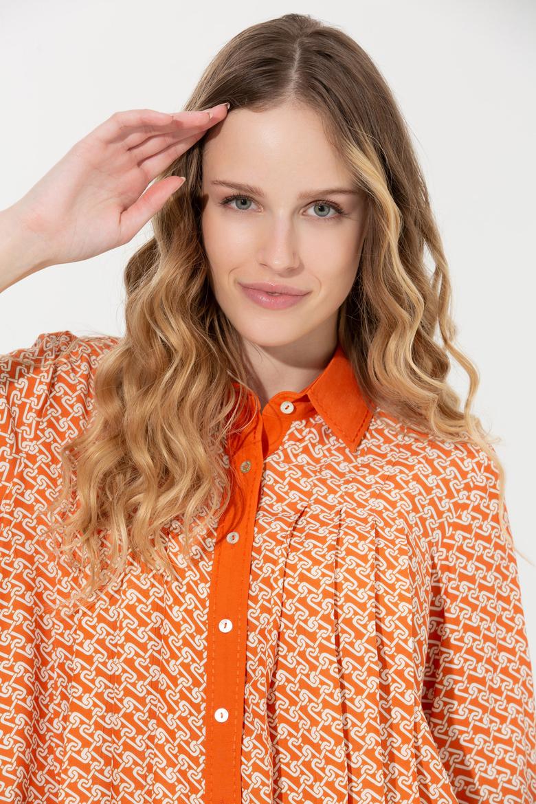 Kadın Kiremit Uzun Kollu Gömlek - 50255291005