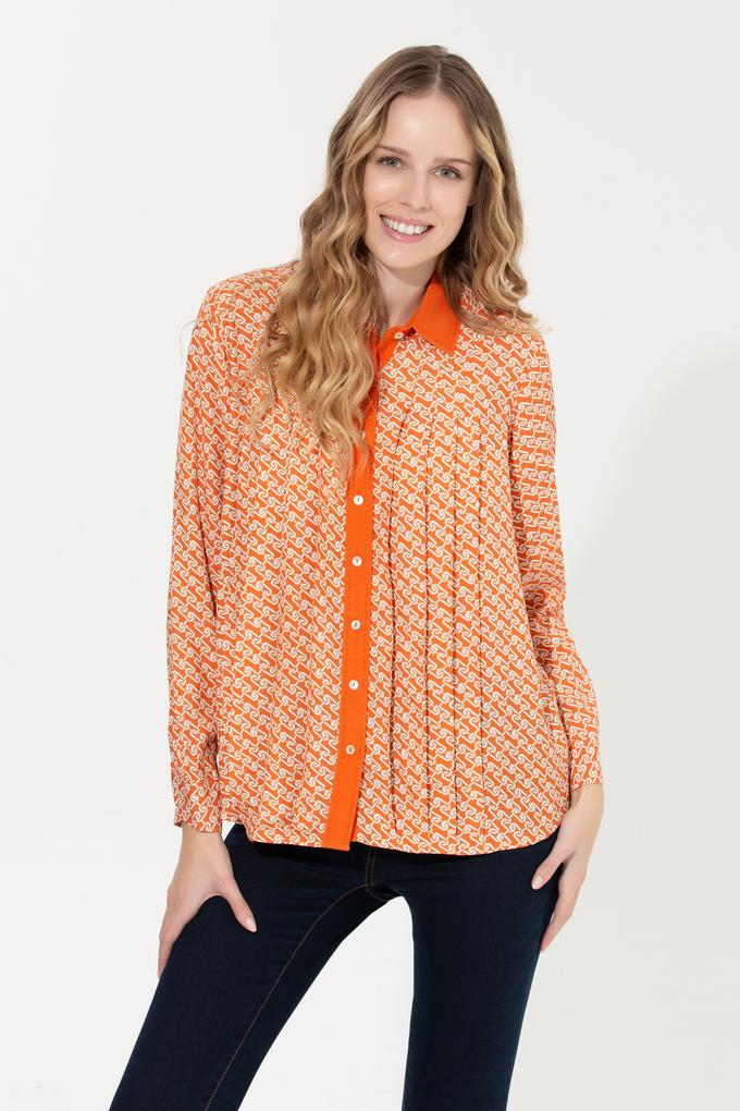 Kadın Kiremit Uzun Kollu Gömlek