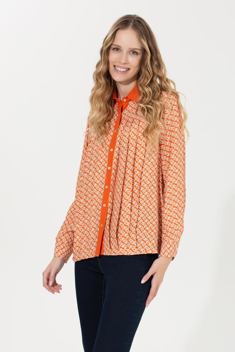 Kadın Kiremit Uzun Kollu Gömlek - 50255291005