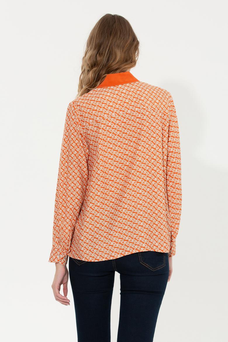 Kadın Kiremit Uzun Kollu Gömlek - 50255291005