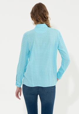 Kadın Mavi Uzun Kollu Gömlek - 50261312005
