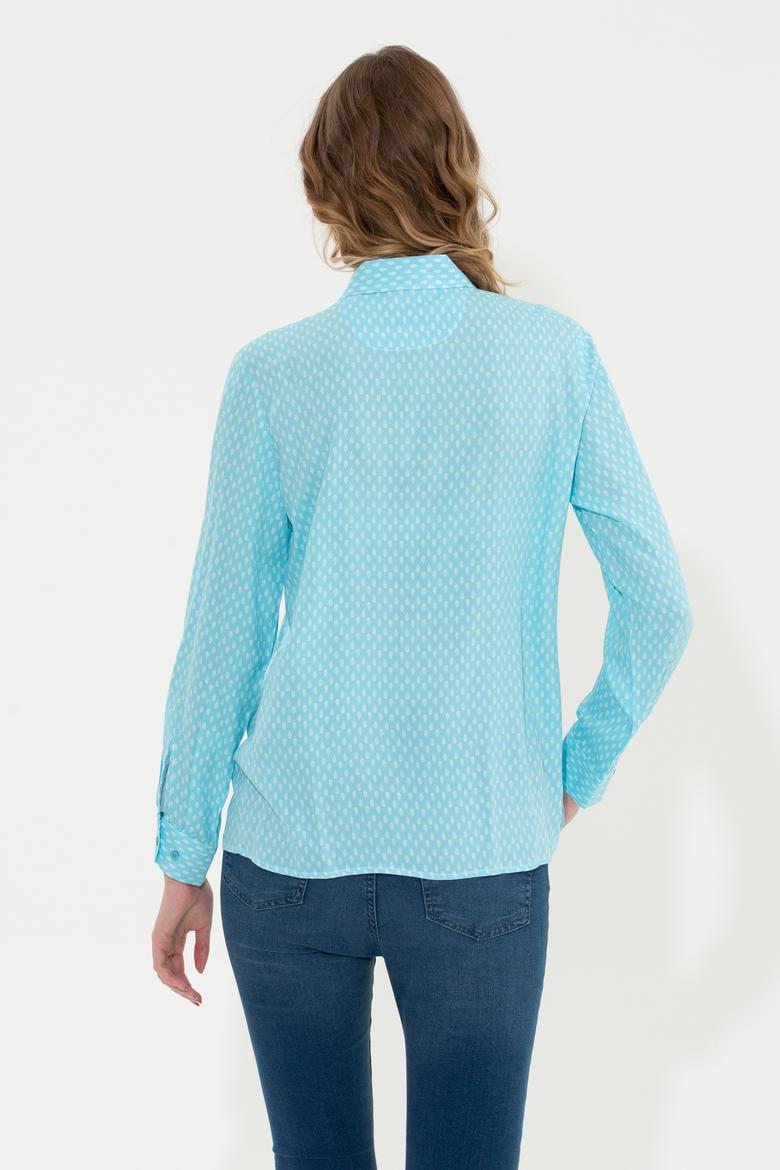 Kadın Mavi Uzun Kollu Gömlek - 50261312005