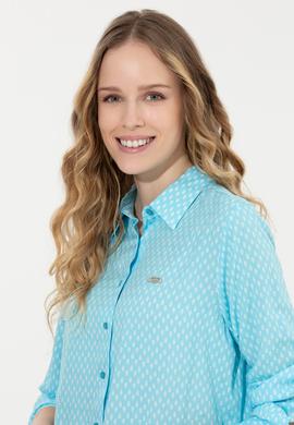 Kadın Mavi Uzun Kollu Gömlek - 50261312005