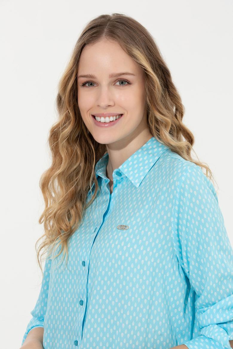 Kadın Mavi Uzun Kollu Gömlek - 50261312005