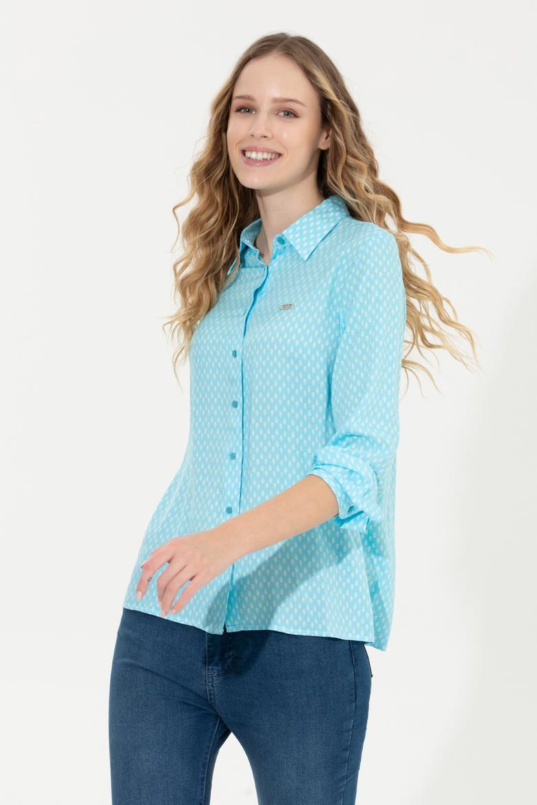 Kadın Mavi Uzun Kollu Gömlek - 50261312005