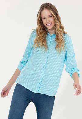 Kadın Mavi Uzun Kollu Gömlek - 50261312005