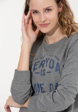 Kadın Gri Melanj Sweatshirt - 50256293005