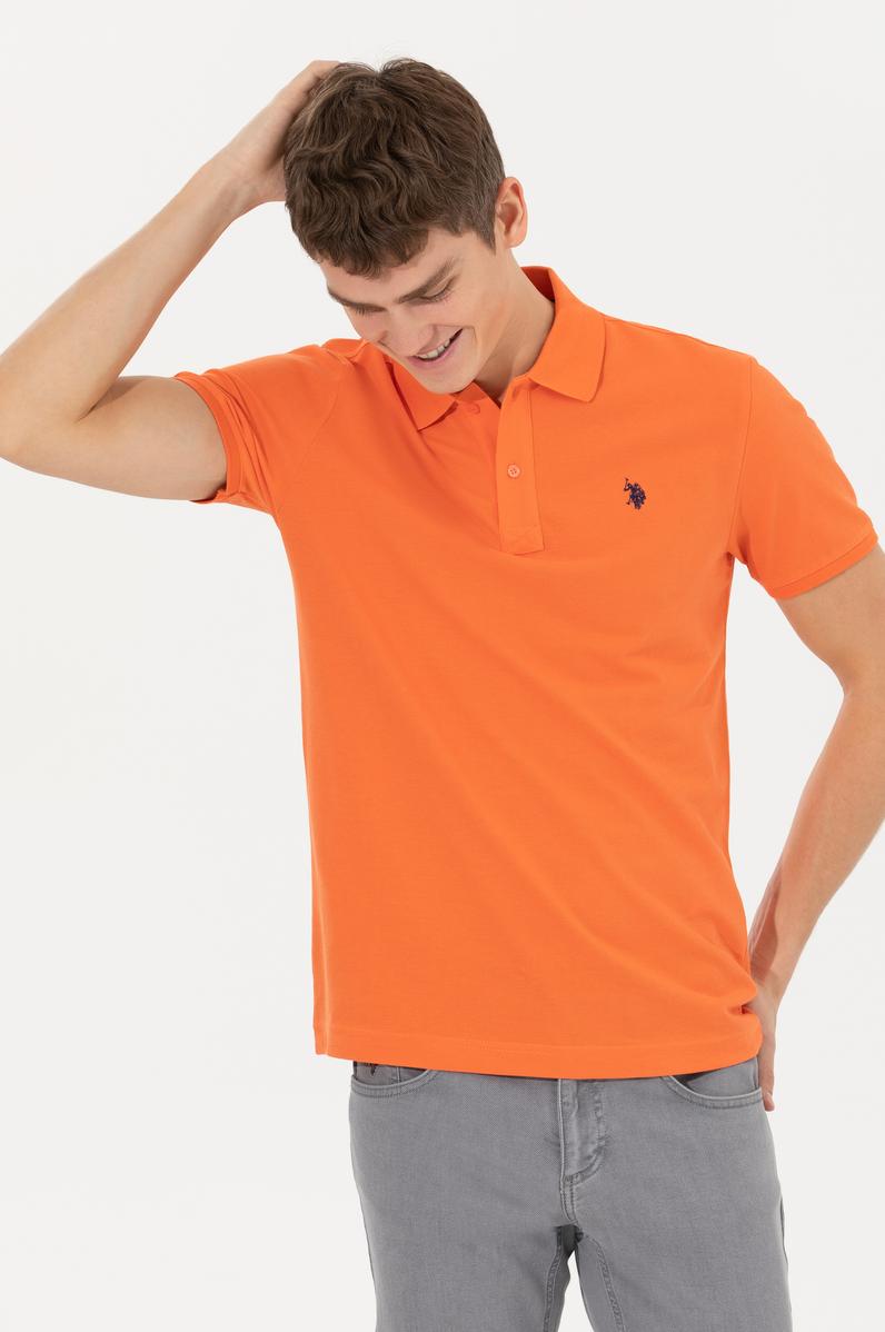 Erkek Turuncu Basic Polo Yaka Tişört