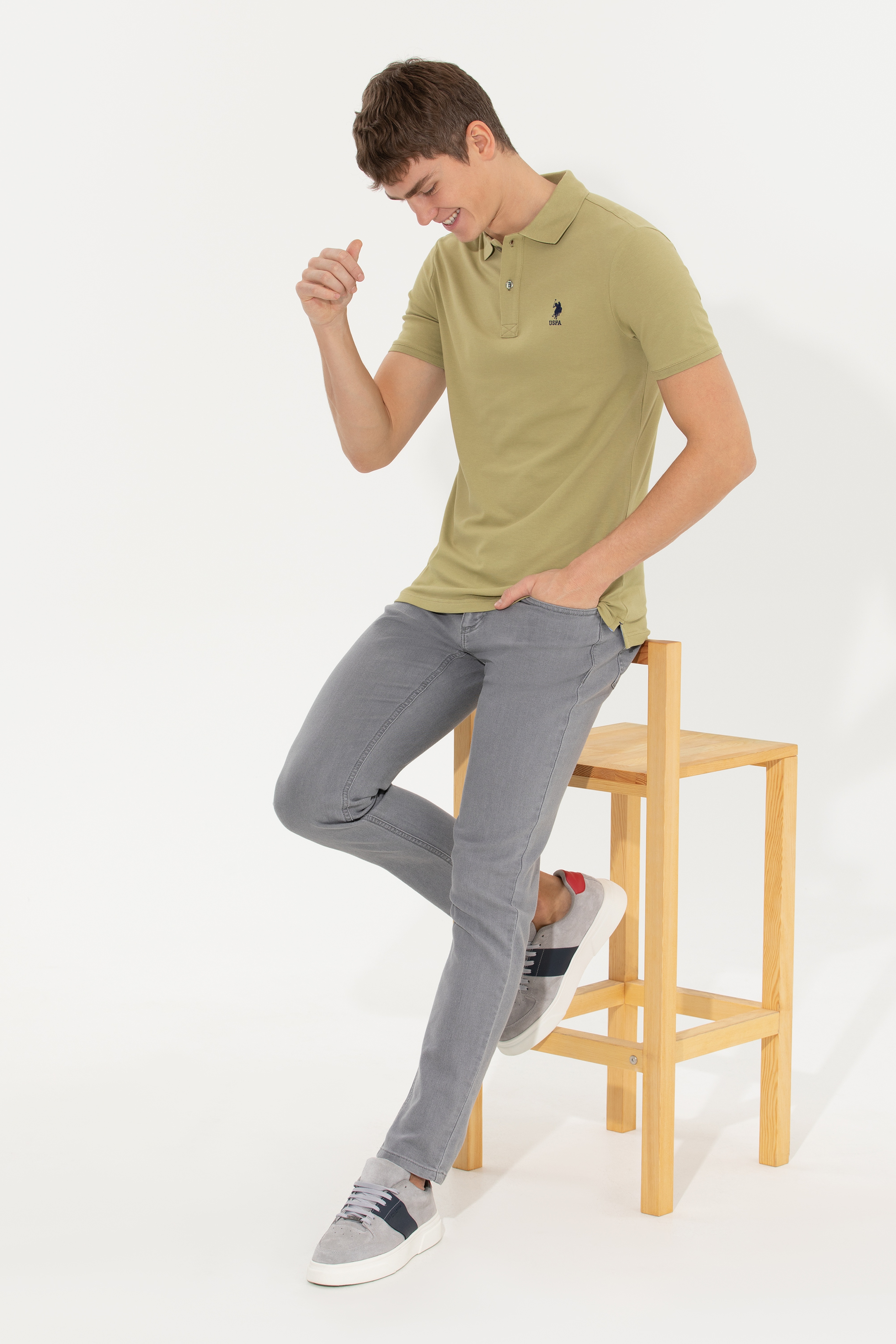 Erkek Koyu Haki Basic Tişört - Image 1