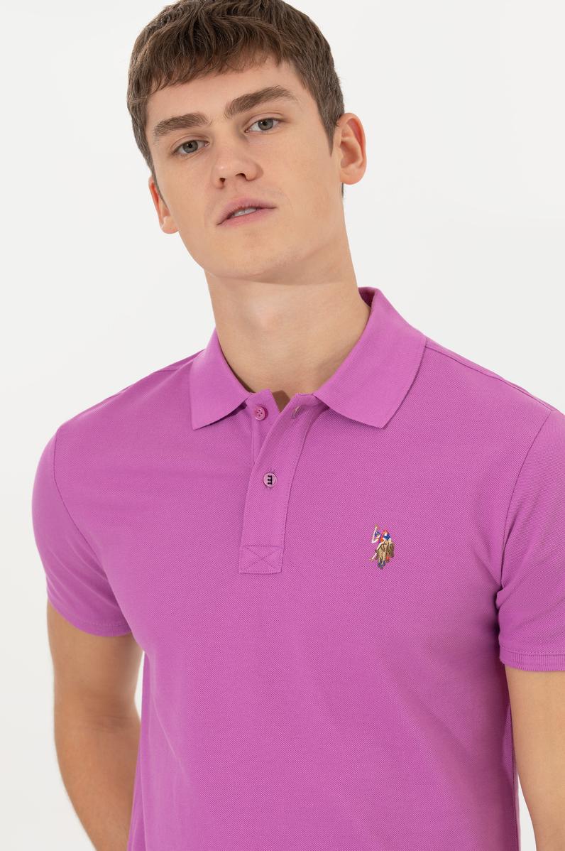 Erkek Menekşe Basic Polo Yaka Tişört