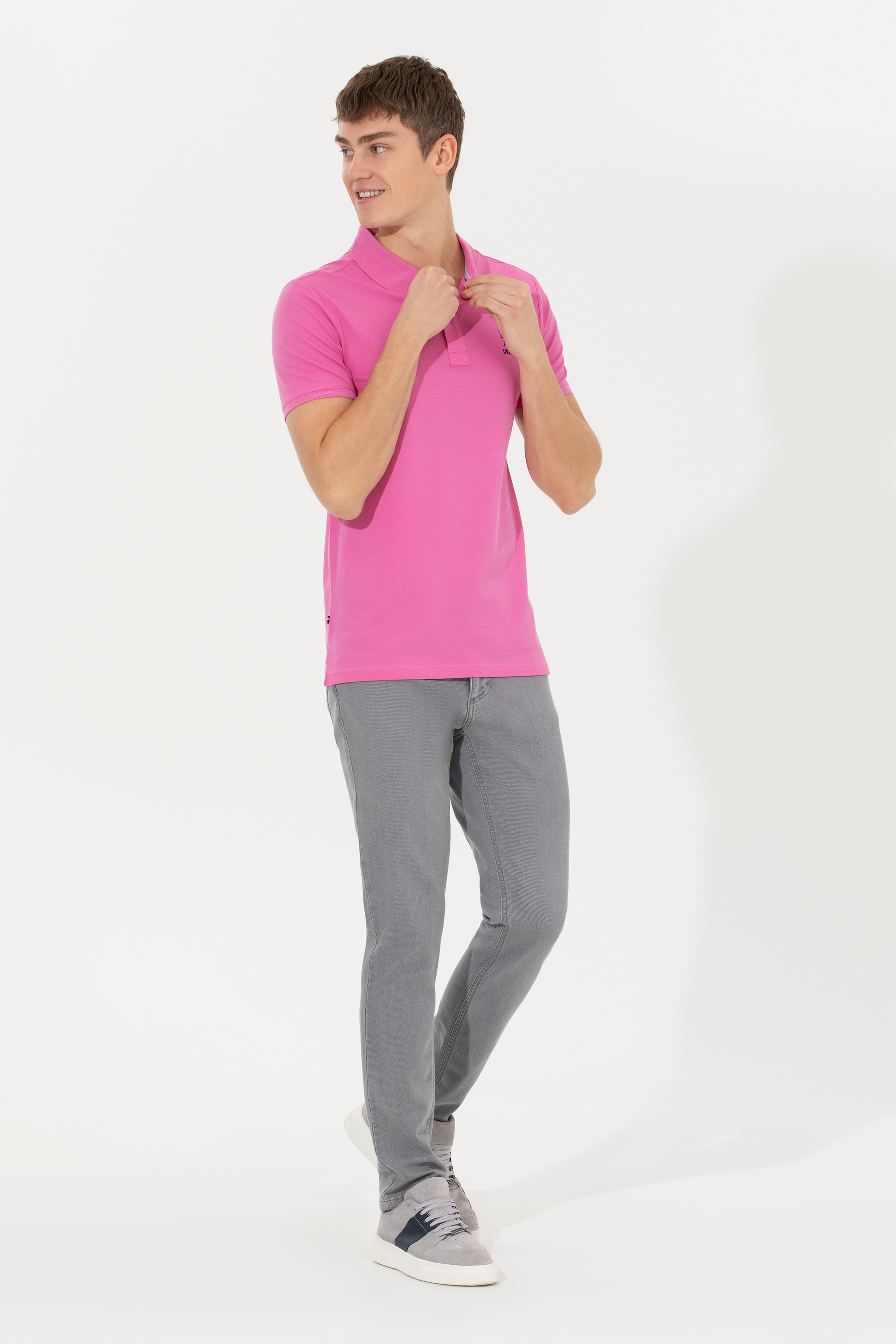 Erkek Pembe Basic Polo Yaka Tişört