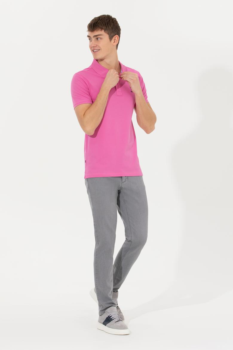 Erkek Pembe Basic Polo Yaka Tişört - 50245073253
