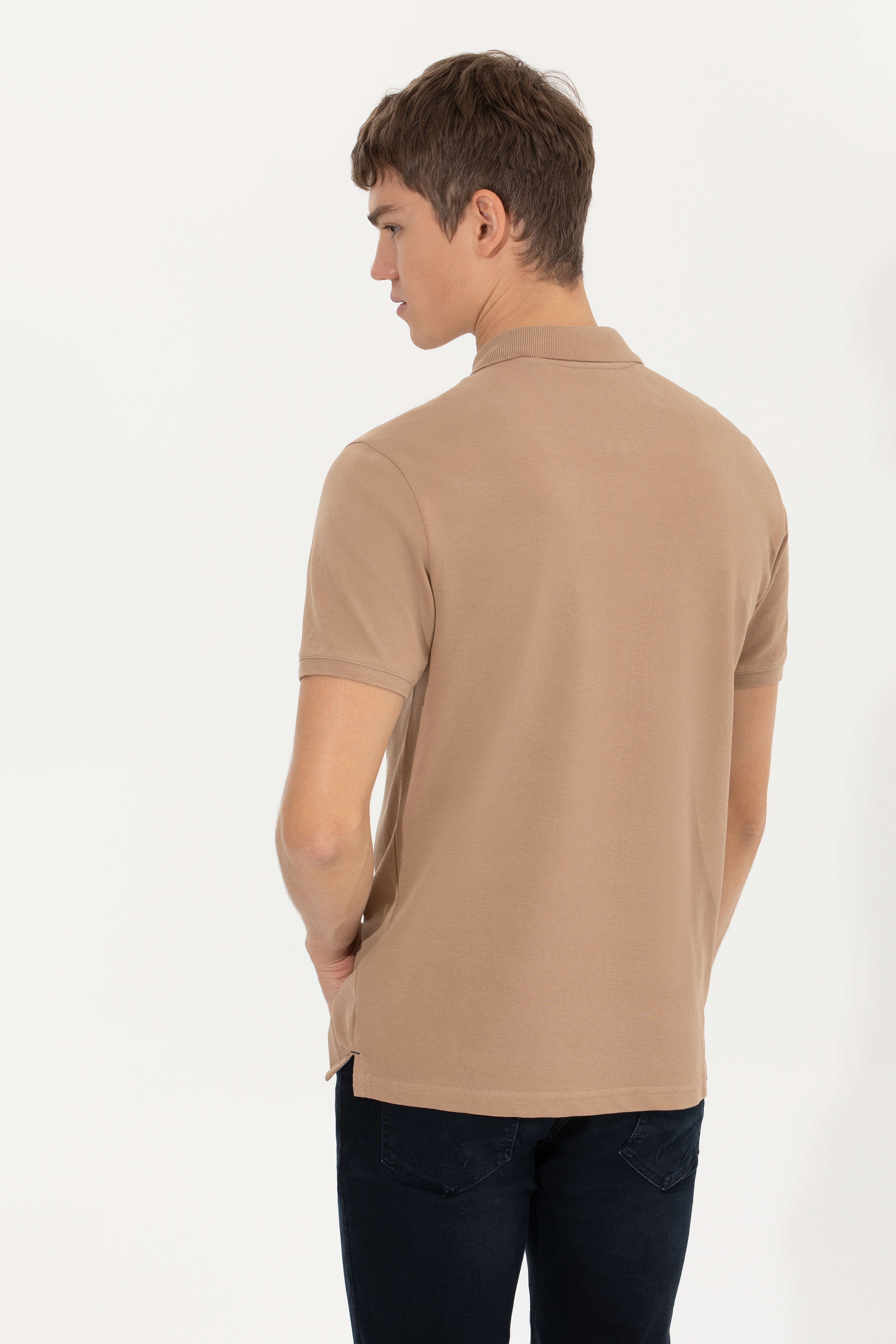 Erkek Camel Basic Tişört - Image 5
