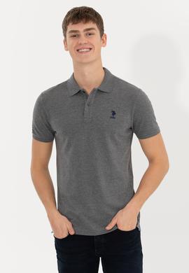 Erkek Antrasit Melanj Polo Yaka Basic T-Shirt - 50250001095