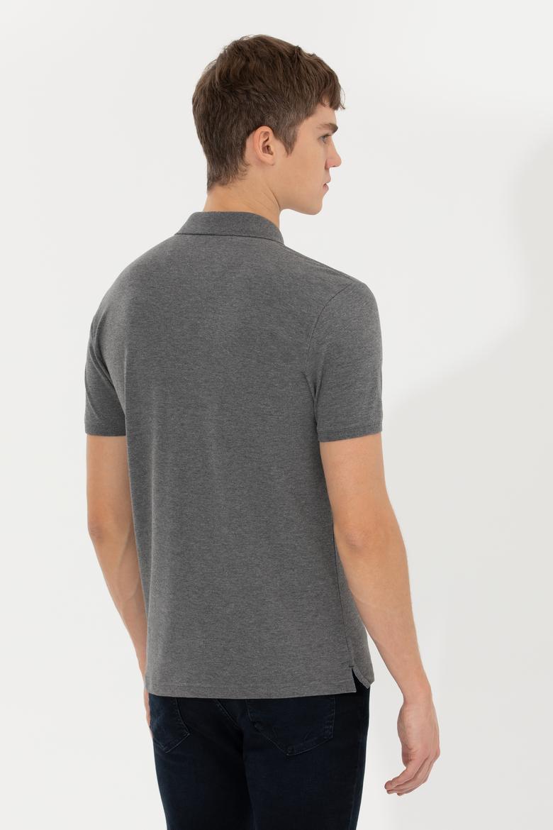 Erkek Antrasit Melanj Polo Yaka Basic T-Shirt - 50250001095