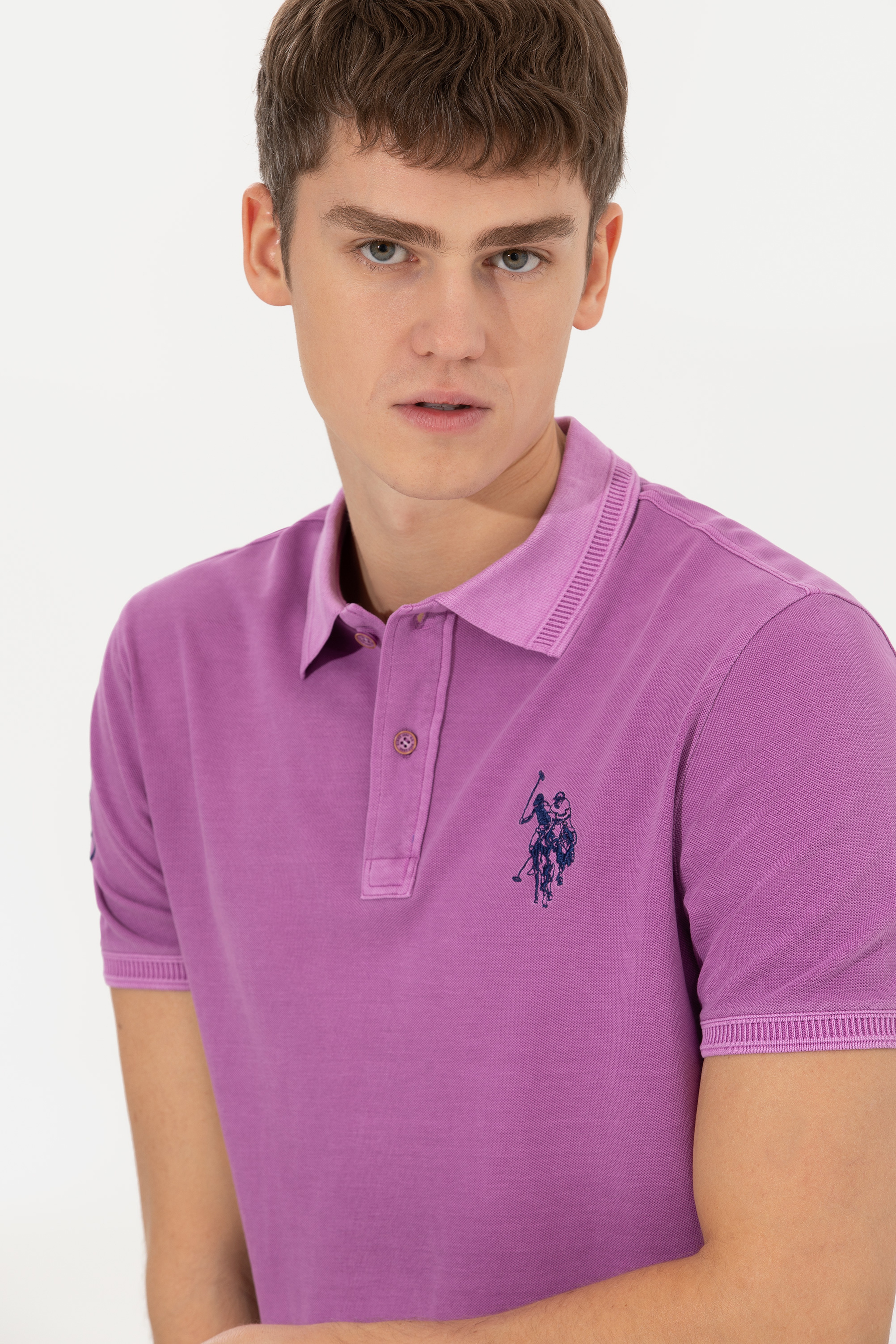 Erkek Menekşe Basic Polo Yaka Tişört - Image 1