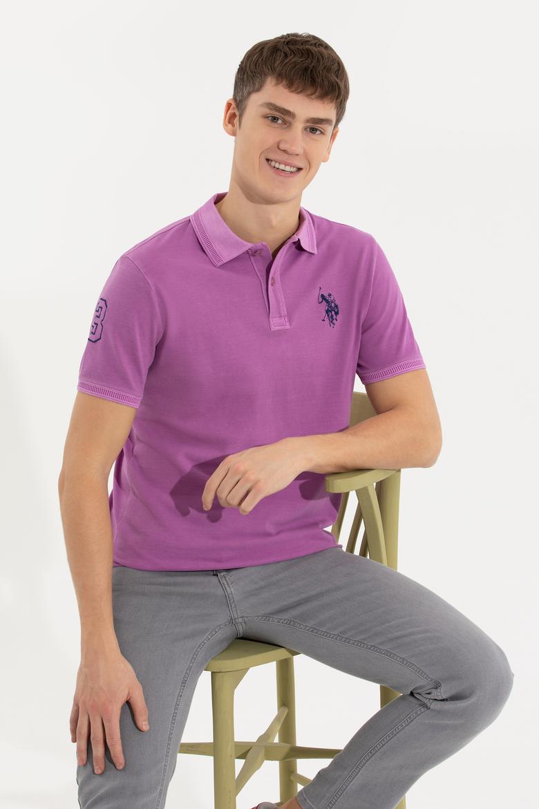 Erkek Menekşe Basic Polo Yaka Tişört - 50248553029