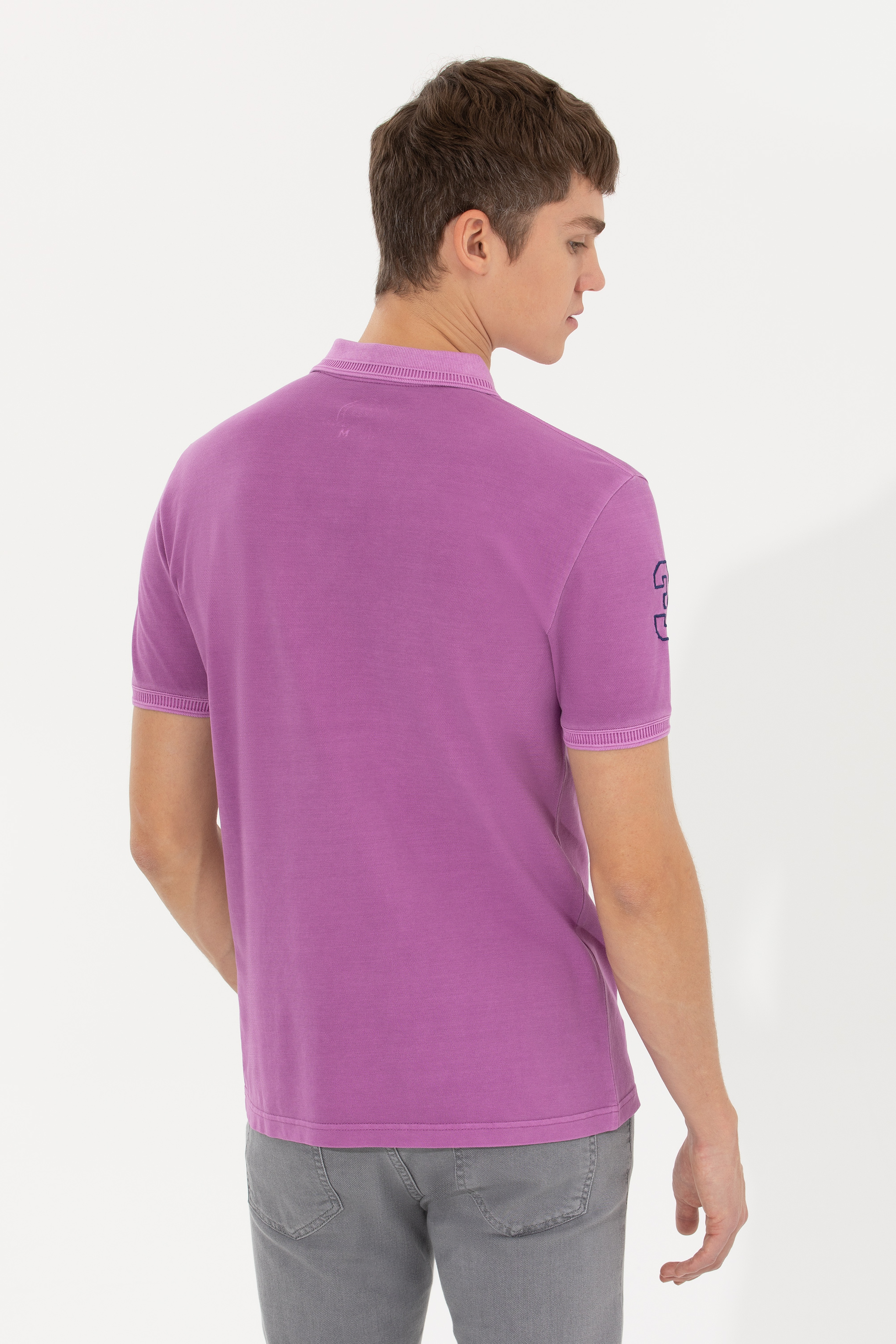 Erkek Menekşe Basic Polo Yaka Tişört