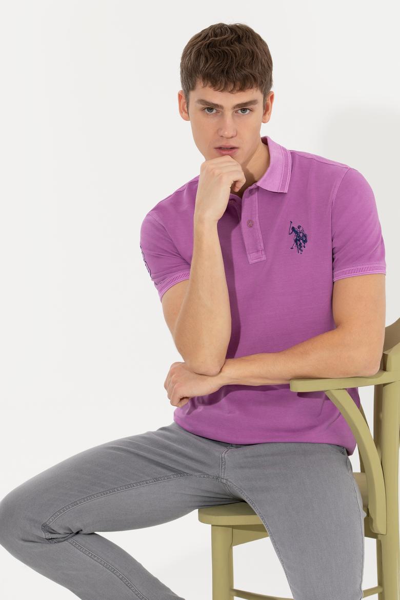 Erkek Menekşe Basic Polo Yaka Tişört - 50248553029