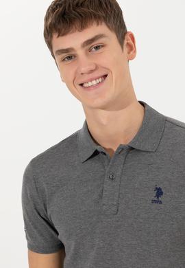 Erkek Antrasit Melanj Polo Yaka Basic T-Shirt - 50250001095