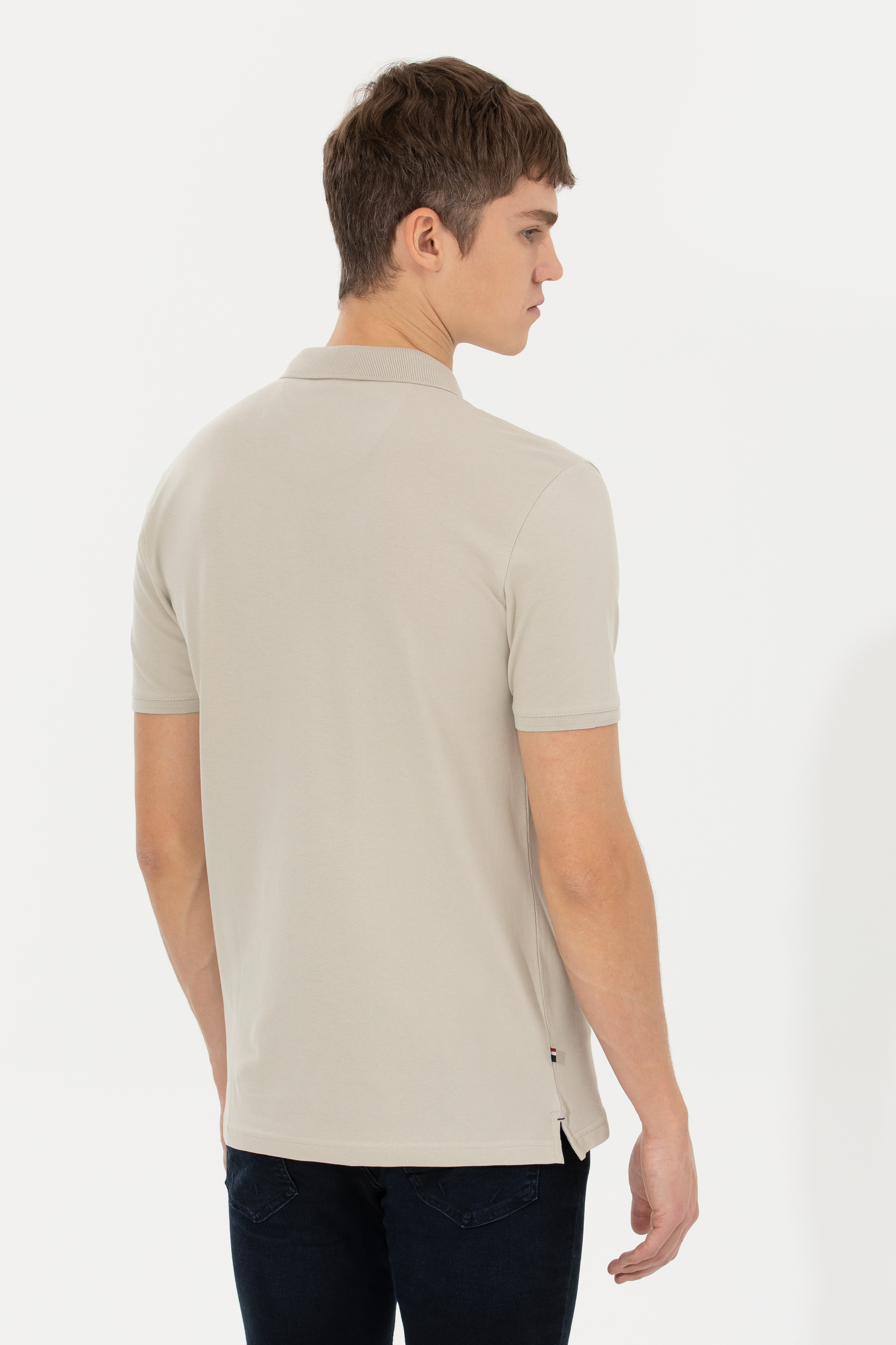 Erkek Taş Polo Yaka Basic T-Shirt